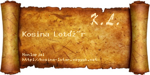 Kosina Lotár névjegykártya